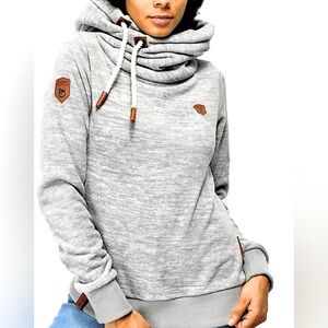 Naketano Hoodie Brave New World Fleece Cowlneck Hooded Outdoor  Sweatshirt Large